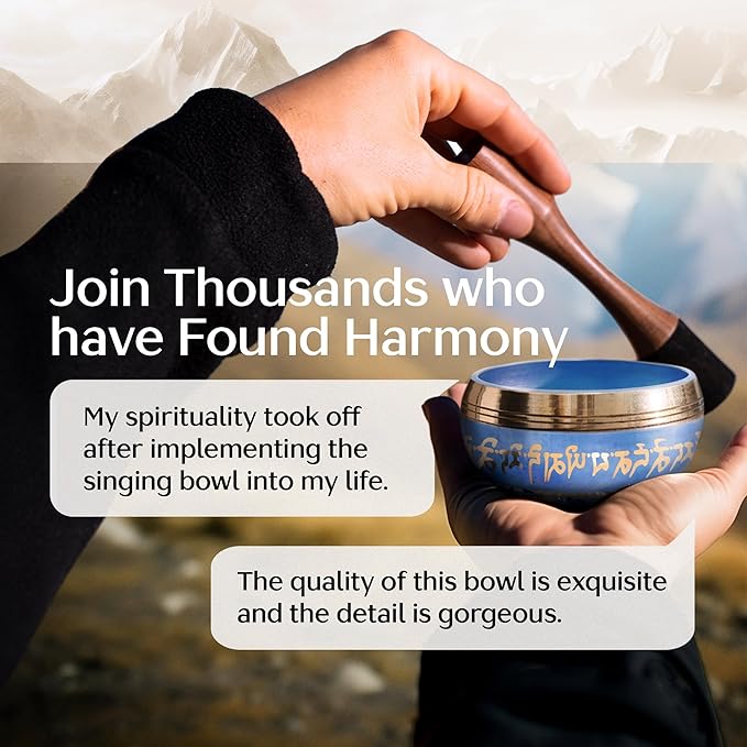 Handmade Tibetan Etched Singing Bowl Set – Sound Bowl & Meditation Bowl with Cushion, Mallet & Guide – Handmade Nepali Bowls – Sound Bath Accessories – Bronze Singing Bowls - Bloomnest