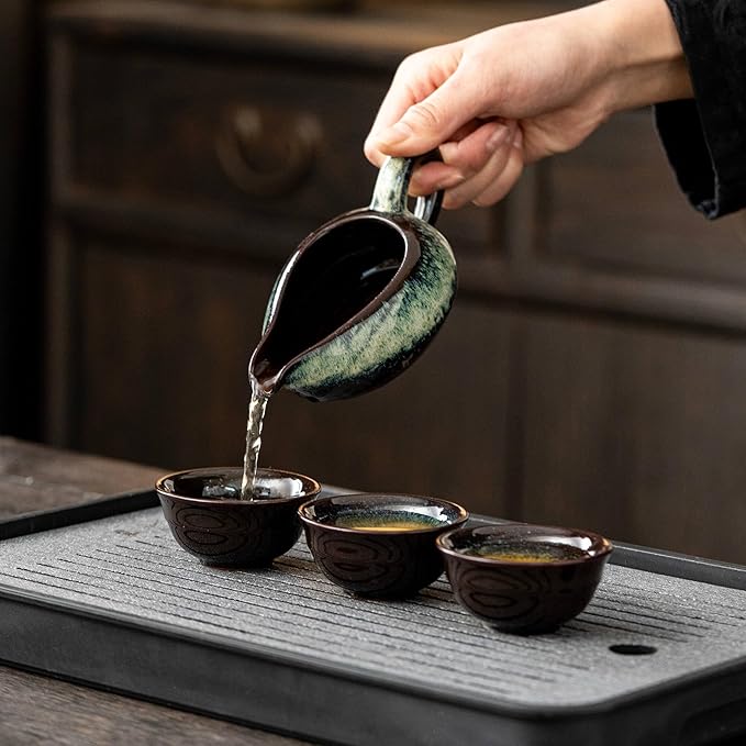 Kungfu Tea Sets Ceramic Teapot with Infuser Loose Leaf Tea Teapot with 8 cups (Gradient Hand) - Bloomnest