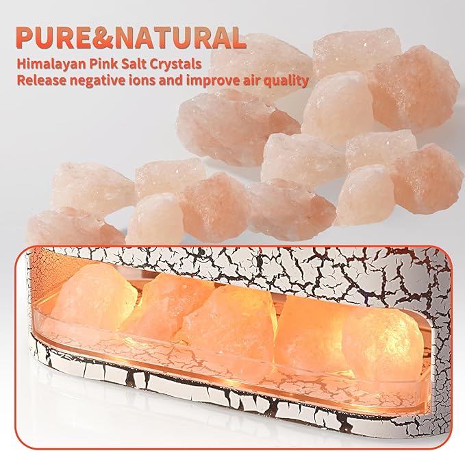 BOHOFAM Essential Oil Diffuser with Himalayan Salt lamp,Double Flame/Jellyfish 2 Mode Aroma Diffuser/Humidifier, Colorful Lights,4 * 10ML Hotel Collection Diffuser Oils Scents,for Home Bedroom(White)