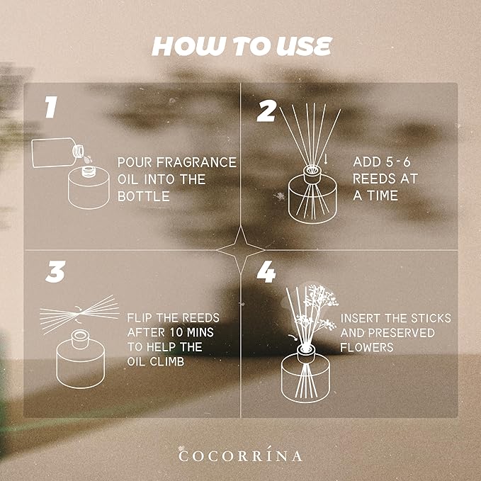 COCORRÍNA Reed Diffuser Refill - Cashmere Vanilla 6.7 Fl.oz Reed Diffuser Refill with 8 Sticks - Bloomnest
