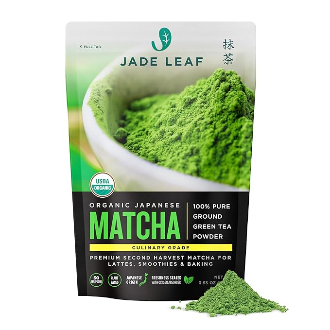 Jade Leaf Matcha Organic Premium Ceremonial Grade Matcha Green Tea Powder - Japanese - Culinary, Ingredient, Ceremonial Barista Teahouse, Latte, Collagen, 3.53 Ounce (Pack of 1), Culinary - Bloomnest