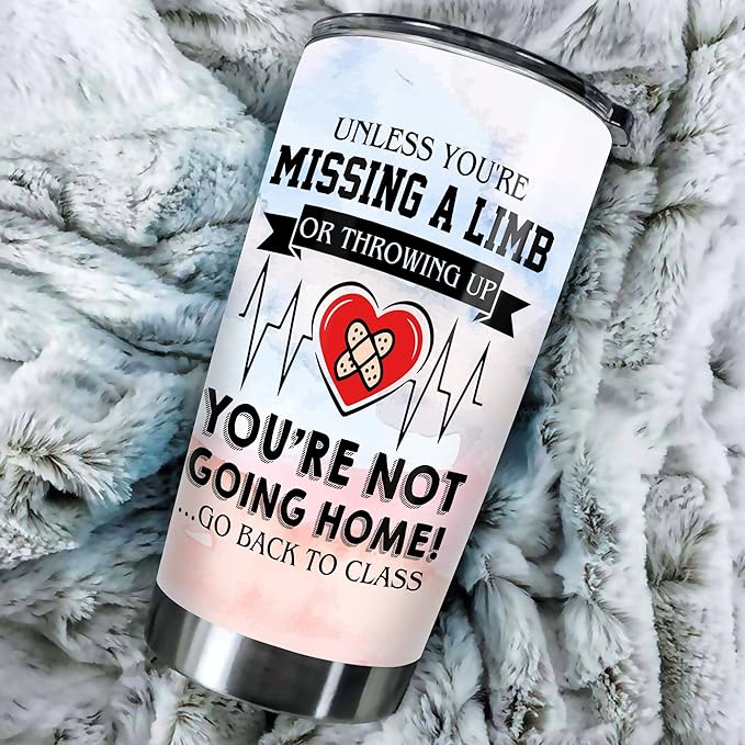 School Nurse Tumbler Stainless Steel 20oz, Funny School Nurse Appreciation Gifts Bulk For Birthday Christmas, School Nurses Day Gifts For Women Men, School Nurse Coffee Cup - Bloomnest