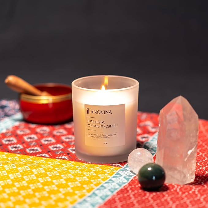 Champagne Toast Candle Gift – Luxury Freesia & Champagne Scent – Scented Candles for Women – Aromatherapy Candle Gift Box – Made in USA – Brown Glass Jar - Bloomnest