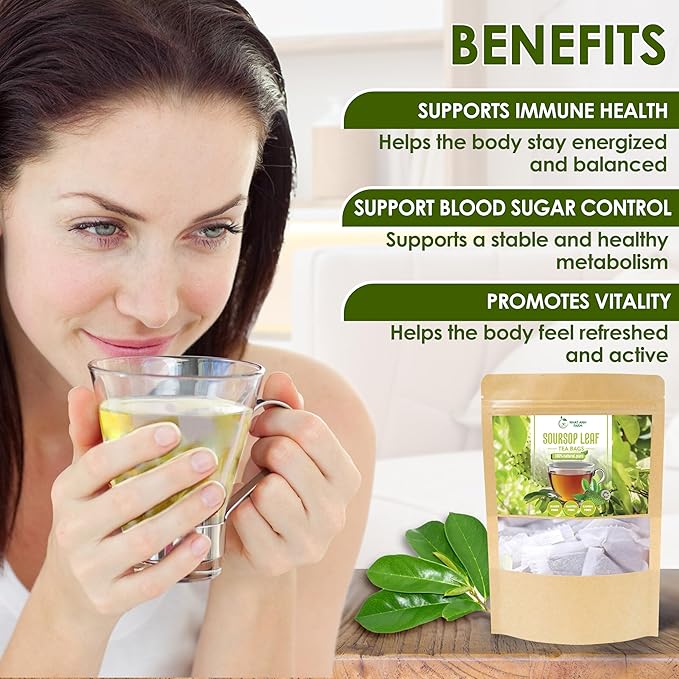 NHAT ANH FARM - Premium Soursop Leaves Tea Bags - Dried Soursop Graviola Leaves 40 Teabags, 2.5g/bag - Sugar/Caffeine/Gluten Free. Support Healthy Skin & Sleep - Bloomnest