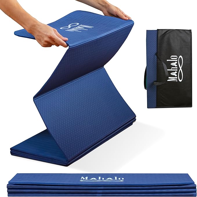 Foldable Yoga Mat + Carry Bag, 6mm 7-fold Workout Mat, Easy to Store, Anti-Slip Folding Exercise Mat for Yoga, Pilates, Home Workouts, and Floor Exercises - Bloomnest