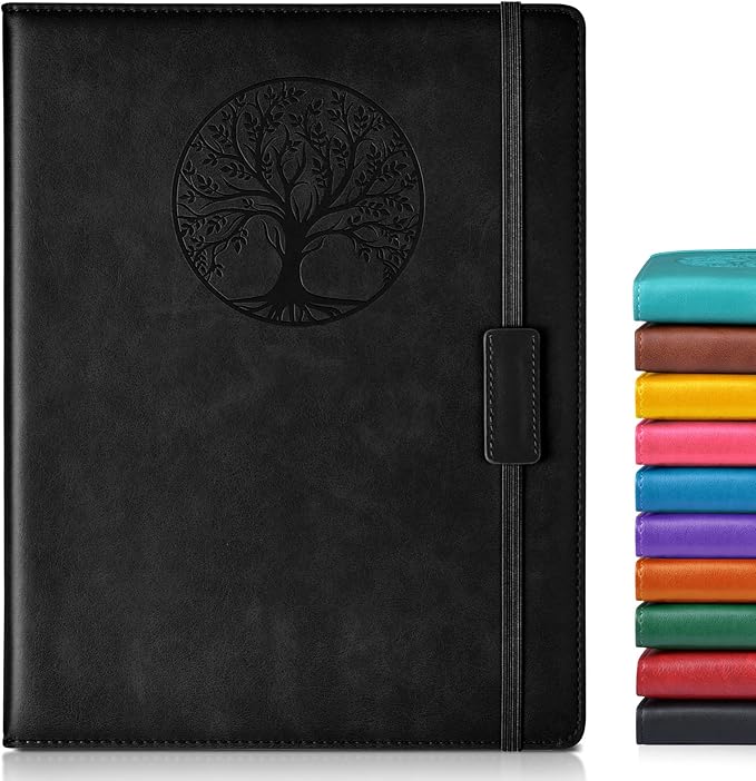 Lined Journal Notebook for Women Men,256 Pages A4 Large Hardcover Leather Journals for Writing,Travel,Business,Work,School,College Ruled Notebooks for Note Taking, Diary Notepad 8.6"×11" - Bloomnest
