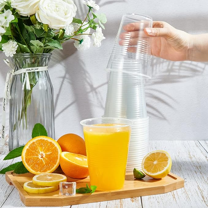 Lilymicky 260 Pack 16 oz Clear Plastic Cups, Cold Disposable Plastic Drinking Cups for Parties, Picnic, BBQ, Travel, and Events - Bloomnest