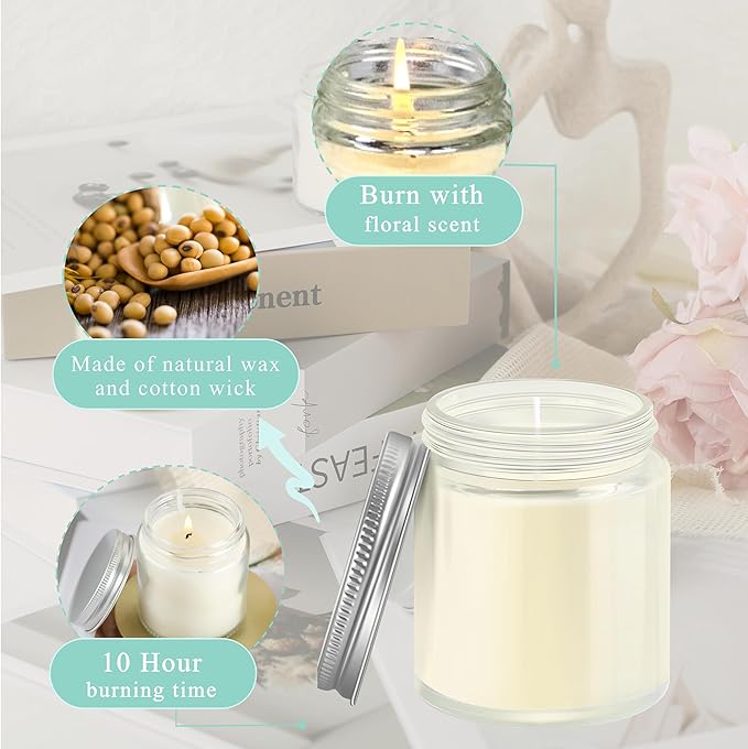 ACITHGL 24 Pcs 4oz Mini Mason Jar Candles Small Lavender Scented Candles Bulk Aromatherapy Ideal Souvenir Favors for Wedding Birthday Party (Silver, 24) - Bloomnest