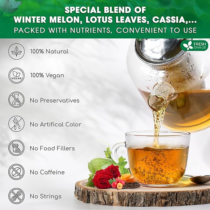 FRESHDRINKUS, 15 Packs of Oil Reducing Tea, Oil Cleansing for Liver, 10 Herbal Ingredients, Traditional Recipe Tea for Liver, 100% Natural, Easy Brewing, Steep Repeatedly (15 Packs) - Bloomnest