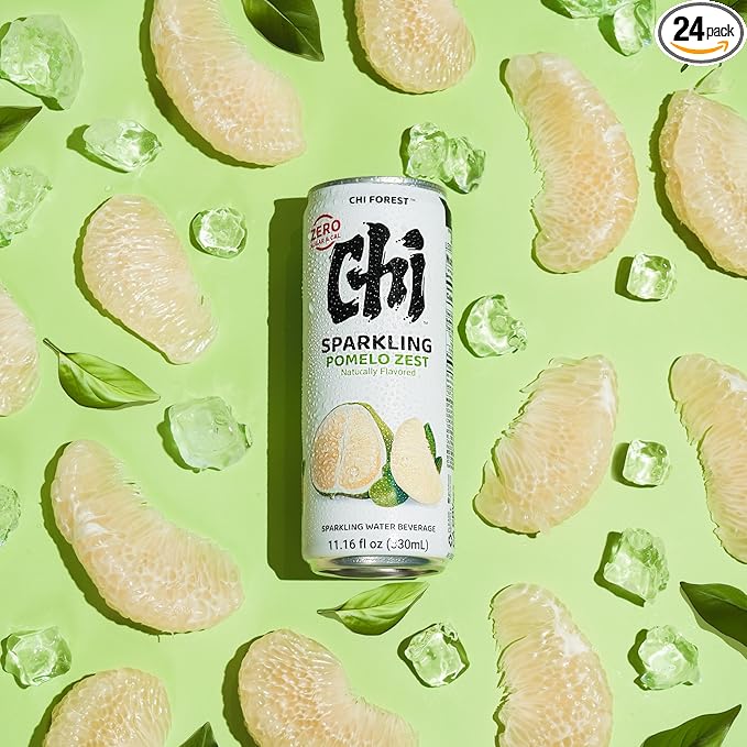 CHI FOREST Pomelo Sparkling Water Beverage, Zero Sugar Drinks, Zero Artificial Flavor, 11.16 fl oz Cans (Pack of 24) - Bloomnest