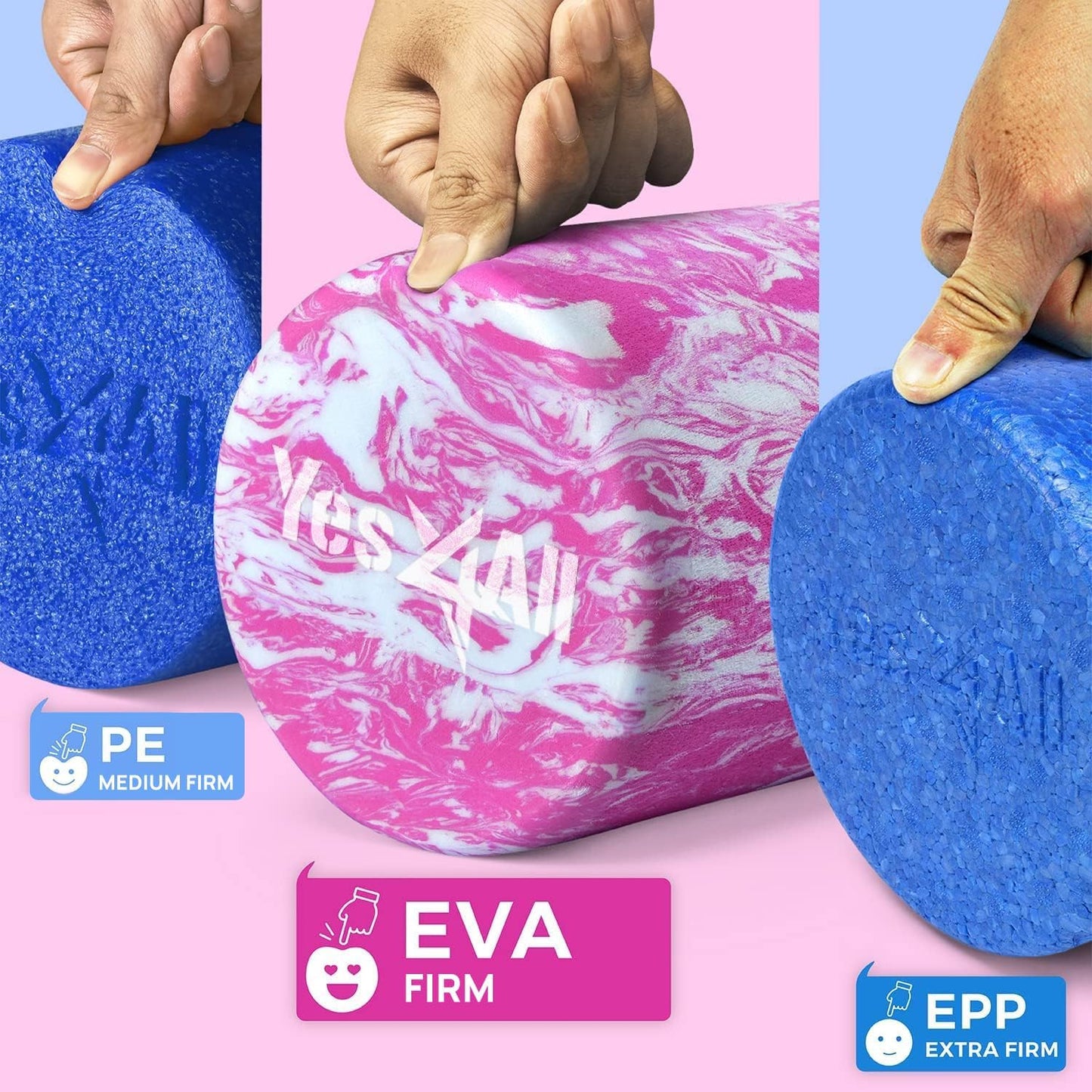 Yes4All EVA Firm Foam Roller for Back - Round Back Roller for Exercise, Yoga & Pilates 12/18/24/36 inch