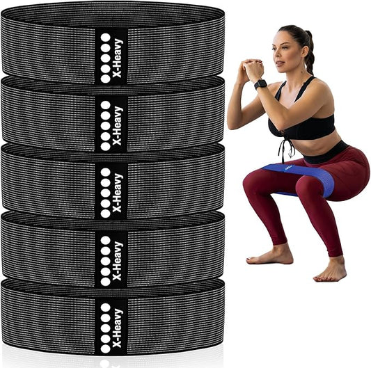Resistance Bands for Working Out - Exercise Bands Set with Workout Guide - Fabric Elastic Bands for Physical Therapy - Fitness Bands Ideal for Legs Hip Glute - Bloomnest