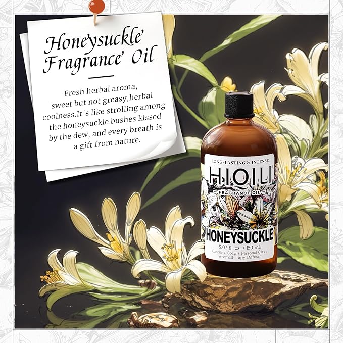 HIQILI Honeysuckle Fragrance Oil for Home Diffuser, Perfect for Candle & Soap Making, Relaxation, Beautiful Gifts - 5.07 Fl Oz HIQILI