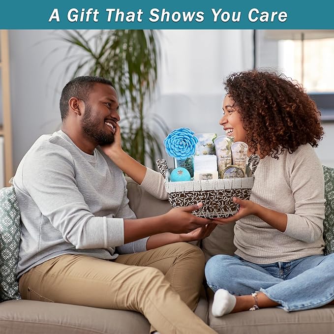 Spa Baskets For Women - Luxury Bath Set With Jasmine & Lavender - Spa Kit Includes Wash, Bubble Bath, Lotion, Bath Salts, Body Scrub, Hand Cream, Shower Puff, Bathbombs, Soap and Towel - Bloomnest