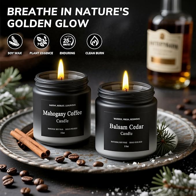 6 Pack Men Candles for Home Scented, Soy Wax 200 Hour Long Lasting Candle, Soy Candle Gifts Set for Birthday, Valentine, Christmas, Anniversary Present - Bloomnest