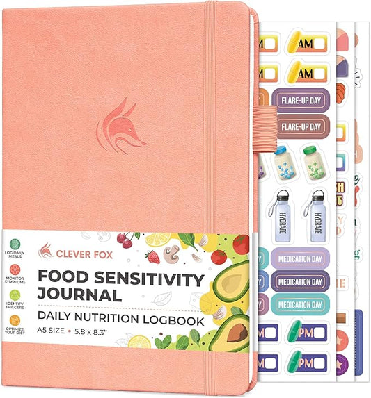 Clever Fox Food Sensitivity Journal – Daily Intolerance & Symptom Log for IBS, Diabetic, Low Fodmap, Elimination Diet – Health Tracker (Peach Pink) - Bloomnest