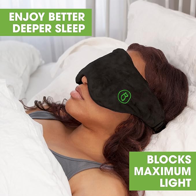 BARMY Weighted Sleep Mask for Women and Men (0.8lb/13oz) Weighted Eye Mask for Sleeping, Eye Cover Blocks Light Helps Relaxation and Night Sleep, Comfortable Blackout Sleeping Mask, Black - Bloomnest