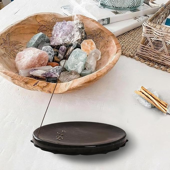 7.1-Inch Marble Incense Holder, Long Incense Holder for Sticks, Large Incense Sticks Holder for Meditation Yoga SPA, Incense Burne for Palo Santo/Sage/Cone/(Black) - Bloomnest