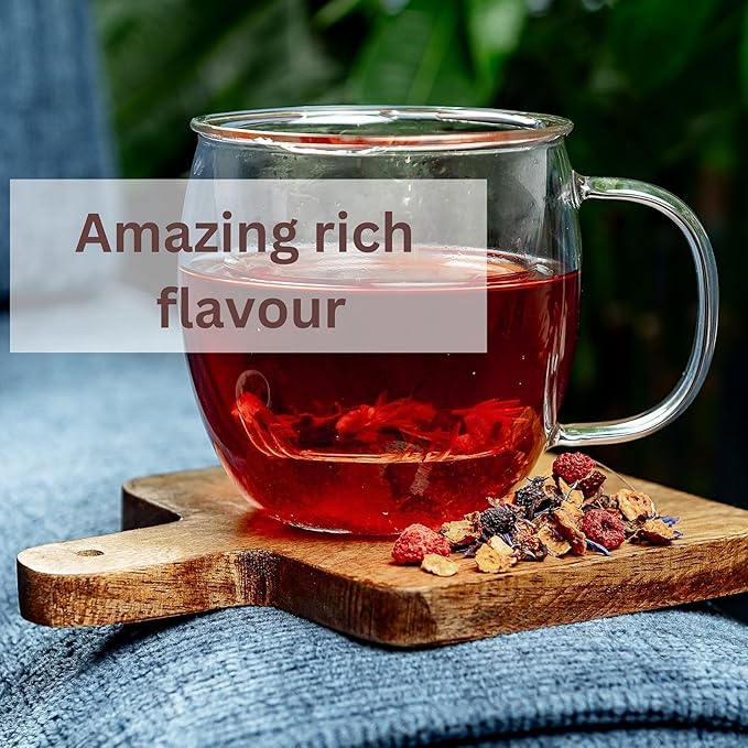 Loose Leaf Tea No Caffeine with Raspberry, Cornflower, Rosehip & Hibiscus (4oz.) – Fruit Tea Summer Herbal Infusion with Wild Berries - Bloomnest