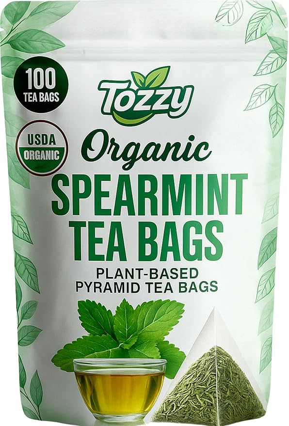 Tozzy Organic Spearmint Tea – 100 Count, Plant-Based Pyramid Tea Bags - Bloomnest