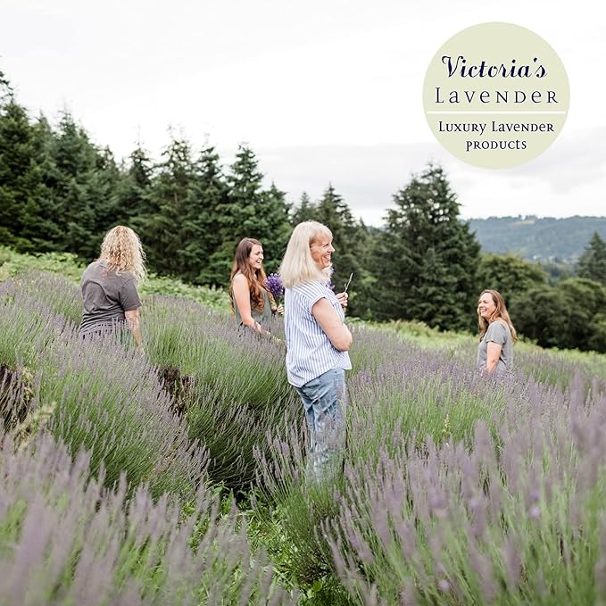 Victoria's Lavender Home Essential Products Set - Made in the USA Collection, Includes Soy Candle, Room Spray, Hand Soap, Organza Sachets, Dryer Bags, Ideal Gift Set for Home Buyers - Lavender (5 Pcs) - Bloomnest