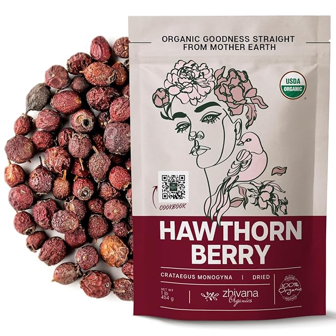 Organic Hawthorn Berry Tea (16 oz.) - Hawthorn Tea, Hawthorne Berries - High Blood Pressure, Heart Health Support, Relaxation - Bloomnest