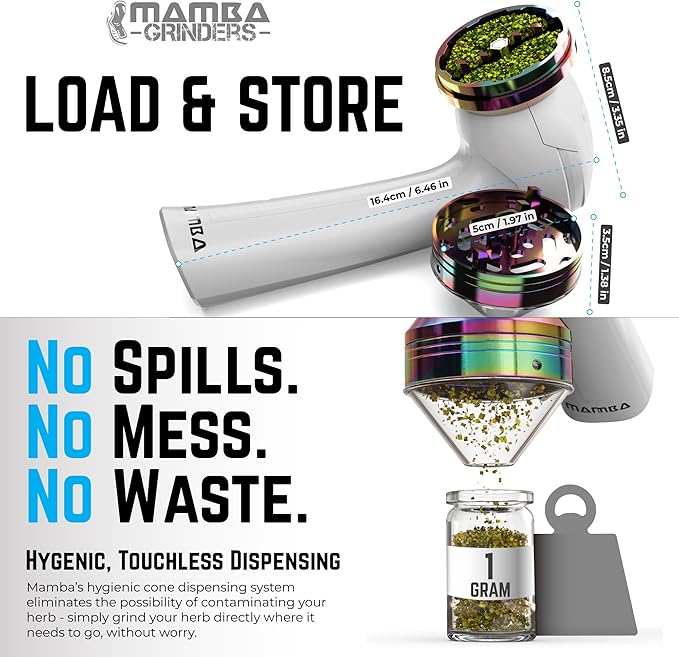 Mamba Original 1g Smoky USB Electric Herb Grinder. Small Portable Metal Herbal Machine & Spice Mill for the Kitchen - Bloomnest