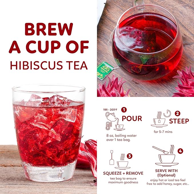 Indochine Blends Hibiscus Tea Bags | 100% Pure Hibiscus Flower | Sugar-Free, Caffeine-Free Herbal Tea | Double Chamber, Individually Wrapped Bags| Rich in Natural Goodness and Flavor | 3.5 oz | 50 Tea Bags - Bloomnest