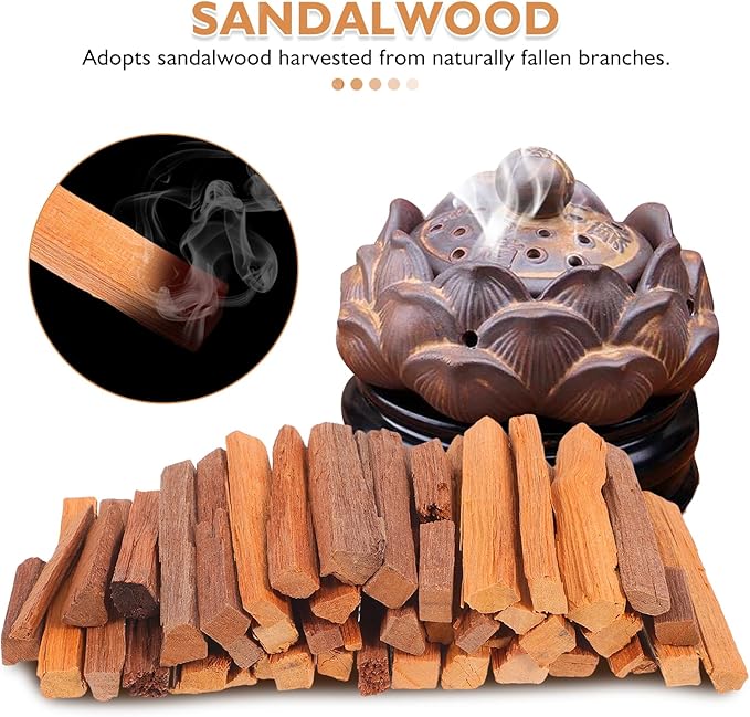 Sandalwood Sticks Incense Wood Smudge Sandal Powder-Bag Incense Sandalwood Wood Fragrant Palo Santo Stick Burning Strips for Fragrance Home Relaxation and Meditation Abaodam