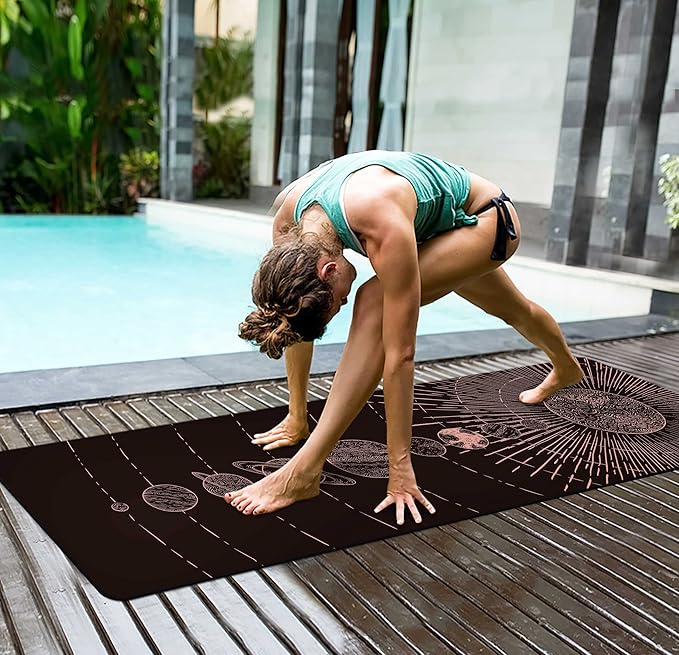 nuveti Yoga Mat Print Extra Thick TPE Non Slip Fitness Exercise Mat with Carrying Bag,72"x24" Extra Thick 6MM Exercise & Workout Mat for Yoga, Pilates Fitness and Floor Exercises - Bloomnest