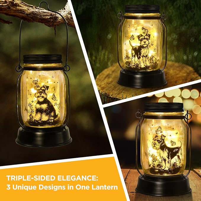 Schnauzer Gifts for Women/Men Schnauzer Solar Lanterns Dog Mom Birthday Dog Lovers Lantern Pet Loss Pet Memorial Lights Solar Garden Decoration for Yard, Patio,Backyard,Porch Torches - Bloomnest