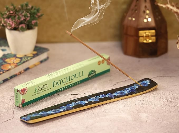 Bless-International Traditional-Handmade-Burner Wooden-Incense-Stick-Holder Ash-Catcher-Stand for-Aromatherapy-Meditation-Yoga (Meditation Time) 10 Inches, Pack of 1 - Bloomnest