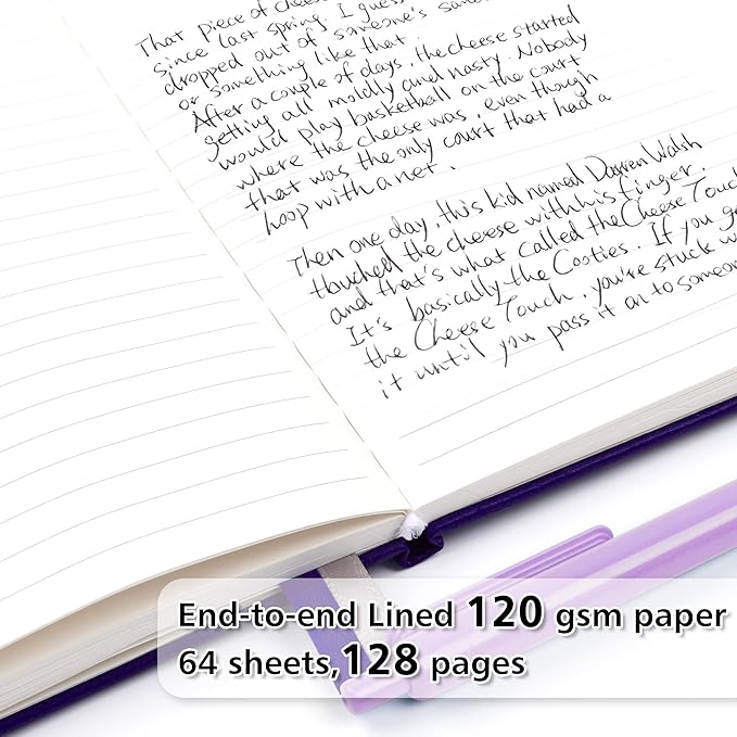 feela 12 Pack Notebooks Journals Bulk, Hardcover Notebook Classic Ruled Journal Set with Pen Holder for School Business Work Travel Writing, with 12 Black Pens, 120 GSM, 5.1”x8.3”, A5, Purple - Bloomnest