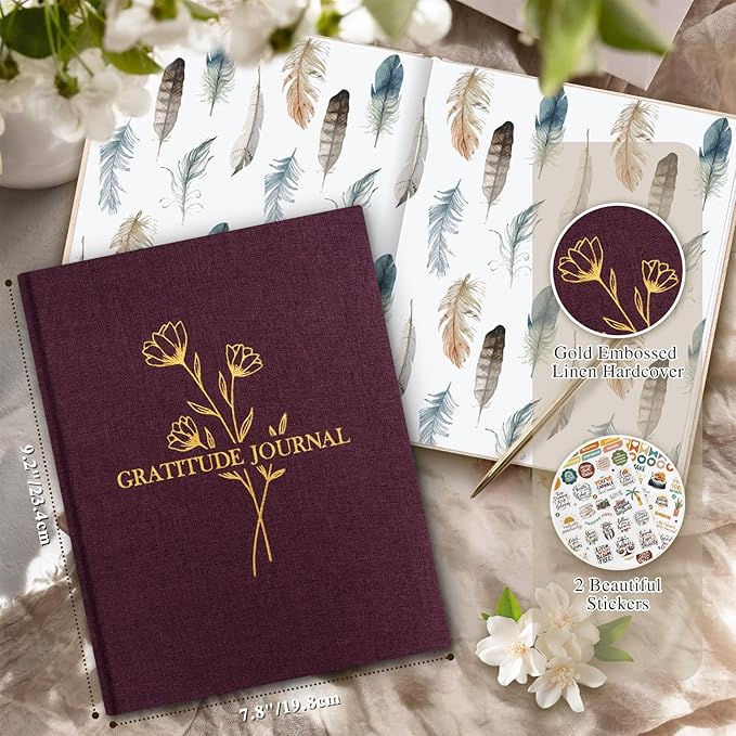 Lanpn Daily Gratitude Journal for Woman Men, 4 Month Mindfulness & Affirmation Planner, 7.8"x9.2" The 5 Minute Grateful Diary, Guided Reflection with Positivity Prompts Undated Notebook, Purple - Bloomnest