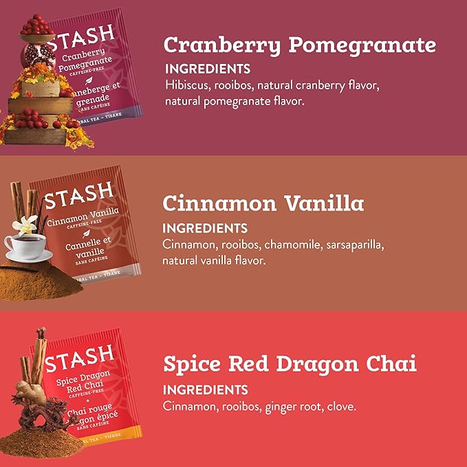 Stash Tea Fall for Autumn 6 Flavor Tea Sampler, 6 Boxes With 20 Tea Bags Each (120 Tea Bags Total) - Bloomnest