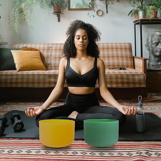 FMTY 10inch Crystal Singing Bowl Blue G Note Throat Chakra with soft carrying case and Singing Mindfulness, Yoga, Spiritual and Body Healing and Energy Cleansing