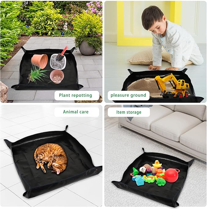 26.8" x 26.8" Plant Repotting Waterproof Transplanting Potting Mat - Portable Indoor Succulent Gardening Watering Square Foldable Garden Mat - Bloomnest