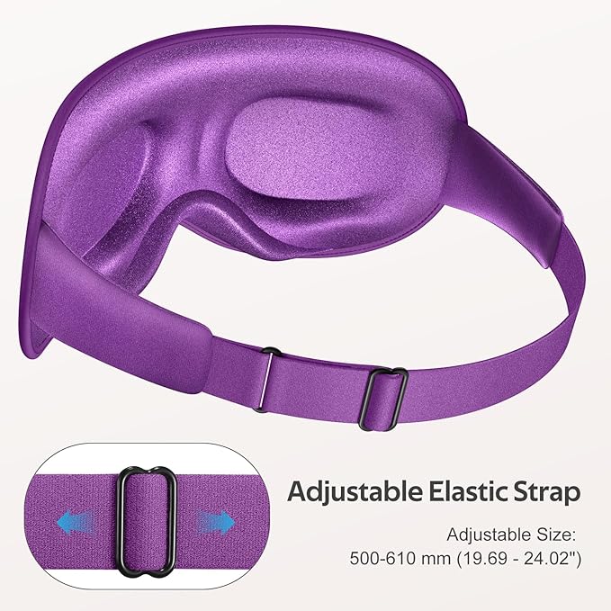 Sleep Mask for Men Women - 100% Blackout Eye Masks for Sleep - 3D Soft Sleeping Mask for Side Sleepers - Zero Pressure Lash Extensions Eye Cover Shade for Airplane Travel Essentials, Purple - Bloomnest