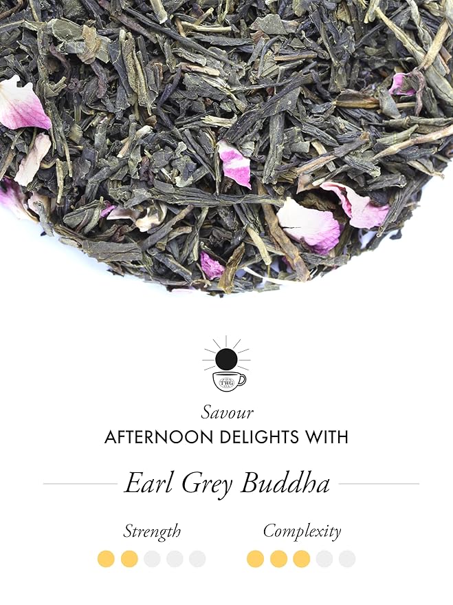 TWG Tea | Earl Grey Buddha | Green Tea | Bergamot & Rose Petals | 15 Hand Sewn Cotton Tea Bags | Gift Set - Bloomnest