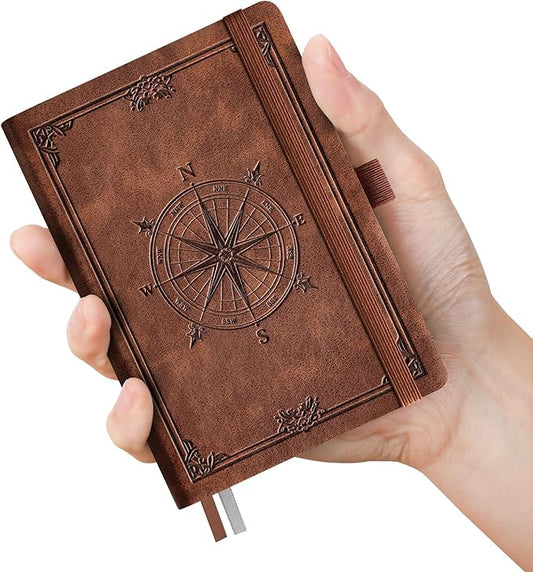 AHGXG Small Lined Pocket Journal Notebook for Men - 256 Numbered Pages College Ruled B6 Mini Journal, Vintage Soft Leather Hardcover, 80gsm Paper, for Women Work Office School, 4.1'' X 5.7''- Brown - Bloomnest