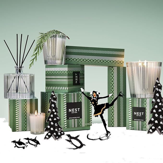 NEST New York Scented 3-Wick Candle, Birchwood Pine - 21.2 oz - Up to 100-Hour Burn Time - Reusable Glass Vessel - Bloomnest