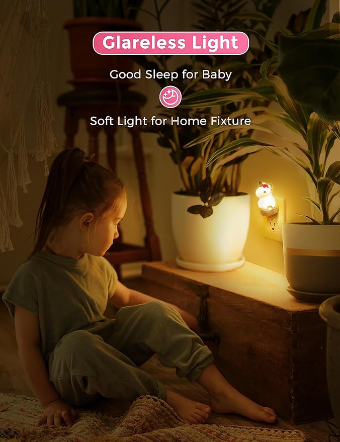 L LOHAS LED Plug-in Night Light for Kids, Cute Color Changing LED Night Light with Dusk to Dawn Sensor, Christmas, Birthday Gift Nightlight for Girls & Kids, Room Decor - Bloomnest