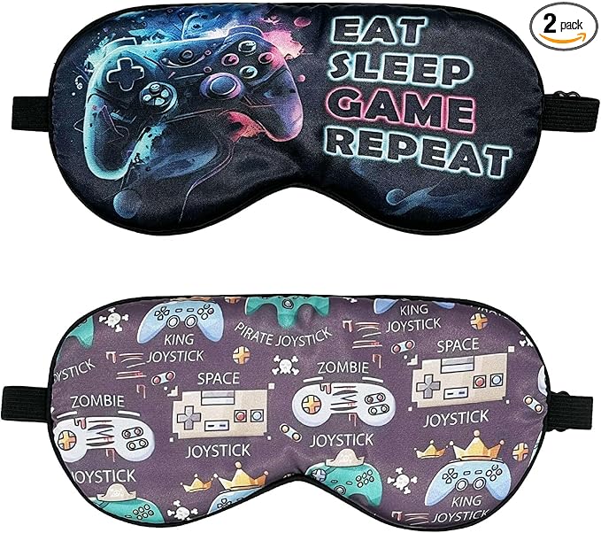 2 Pcs Boys Sleep Eye Mask, Guys Blackout Sleeping Silk Mask for Kids Adult Children's Travel Eye Cover Blindfold for Game - Bloomnest