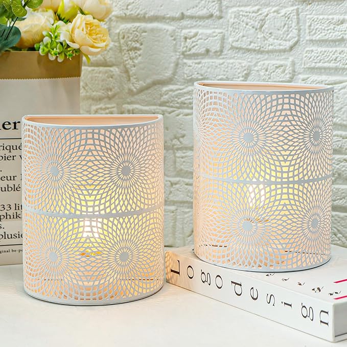 JHY DESIGN Set of 2 Battery Powered Lamp 8''H Vintage Wall Mount Lamp Metal Wall Sconce Lighting with LED Edison Style Bulb and 6-Hours Timer Wall Decor for Bedroom Living Room Hallway(Sunflower - Bloomnest