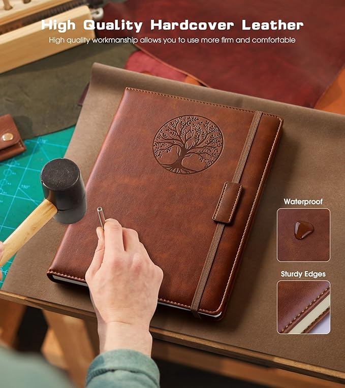 Lined Journal Notebook for Women Men,256 Pages A4 Large Hardcover Leather Journals for Writing,Travel,Business,Work,School,College Ruled Notebooks for Note Taking, Diary Notepad 8.6"×11" - Bloomnest