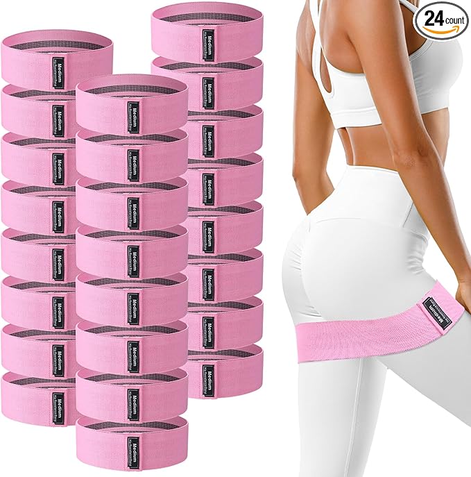24 Pcs Fabric Resistance Bands for Working Out Strength Exercise Bands for Women Men Resistance Loop for Legs and Butt, Yoga, Pilates, Rehab, Fitness and Home - Bloomnest