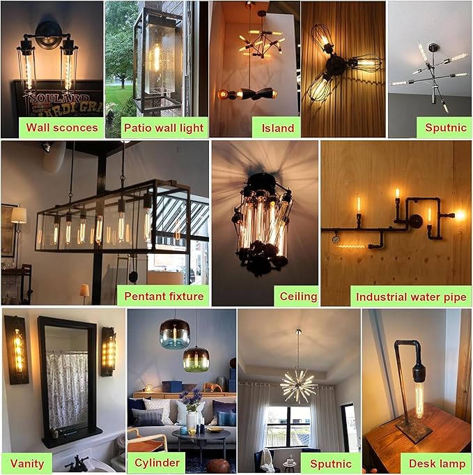 7.3 Inch E26 Led Bulb 6W Dimmable, 2700K Soft White Edison Bulbs 800LM, Equal 80 Watt Tubular T10 T9 Long Clear Glass Light Bulb for Rustic Pendant Industrial Pipe Wall Sconces - 2Pack - Bloomnest