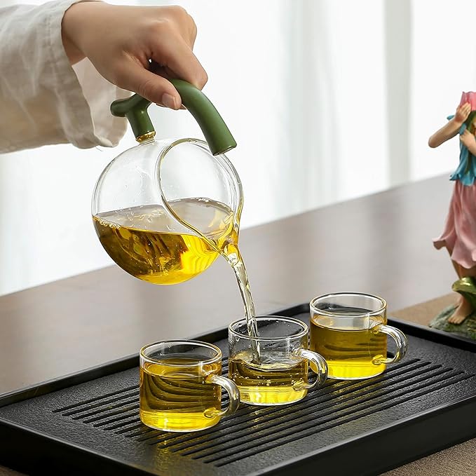 Glass Kungfu Teapot Set Tea maker with Infuser Semi Automatic Tea Set (Green girl) - Bloomnest