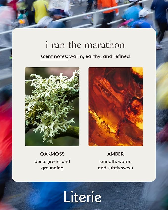 Literie NYC Inspired Scented Candle: I Ran The Marathon - Oakmoss & Amber Scent, 9oz, 50 Hour Burn, Vegan Soy & Coconut Blend Candle for Home Decor, Gift for Women & Men - Bloomnest