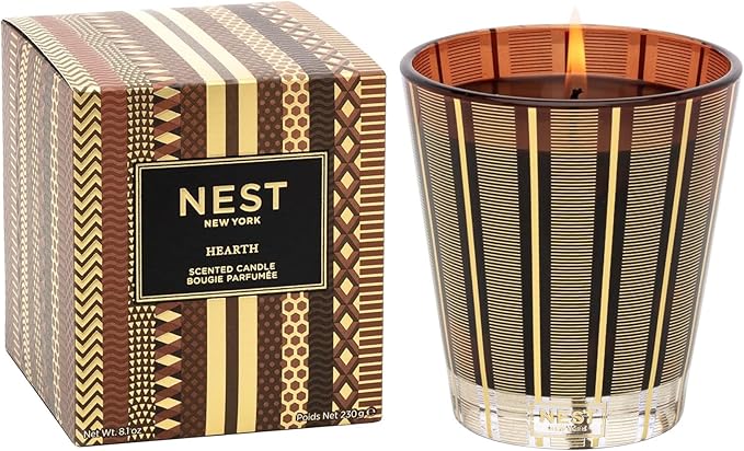 NEST New York Scented Classic Candle, Hearth - 8.1 oz - Up to 60-Hour Burn Time - Reusable Glass Vessel - Bloomnest